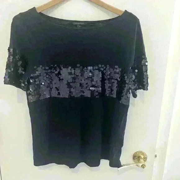 Like New Banana Republic S Navy Sequin T Shirt - Picture 1 of 4